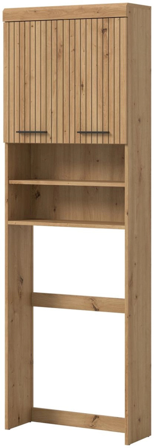 Waschmaschinenschrank Shawn in Eiche, freistehendes Badmöbel mit Regalfächern, Breite: 63 cm, Höhe: 191 cm - Bild 4