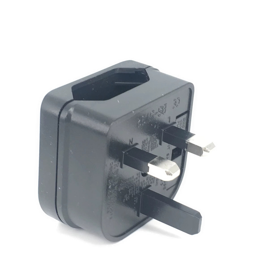 Reiseadapter EU 2 Pin auf UK 3 Pin Steckdose Konverter mit Sicherung in Schwarz - Bild 3