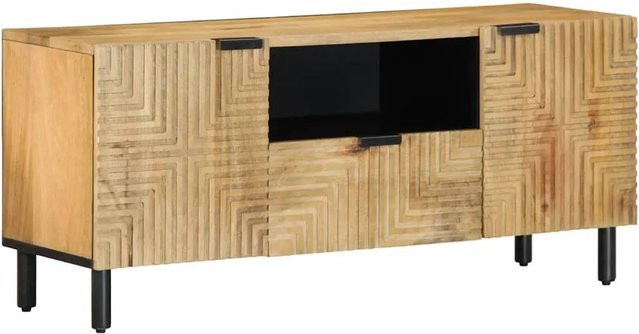 vidaXL TV-Schrank aus Massivholz Mango in Braun B/T/H: 105 x 33 x 46 cm - Bild 1