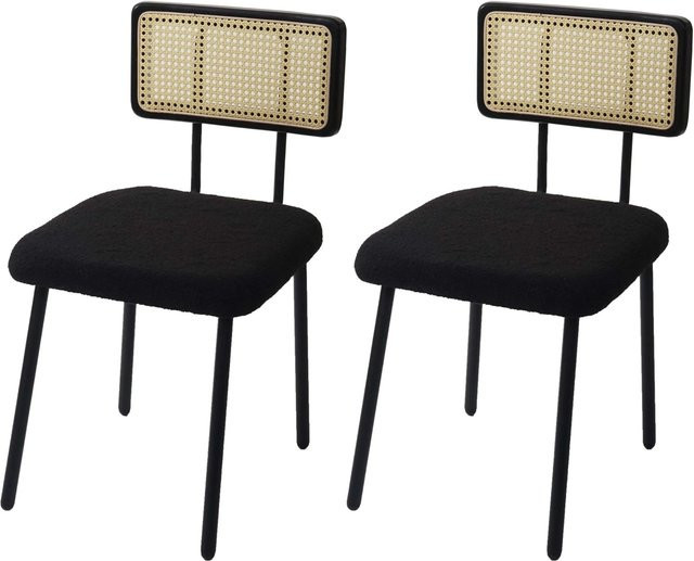 2er-Set MCW Esszimmerstühle K88 aus Bouclé-Stoff in Schwarz - Bild 2