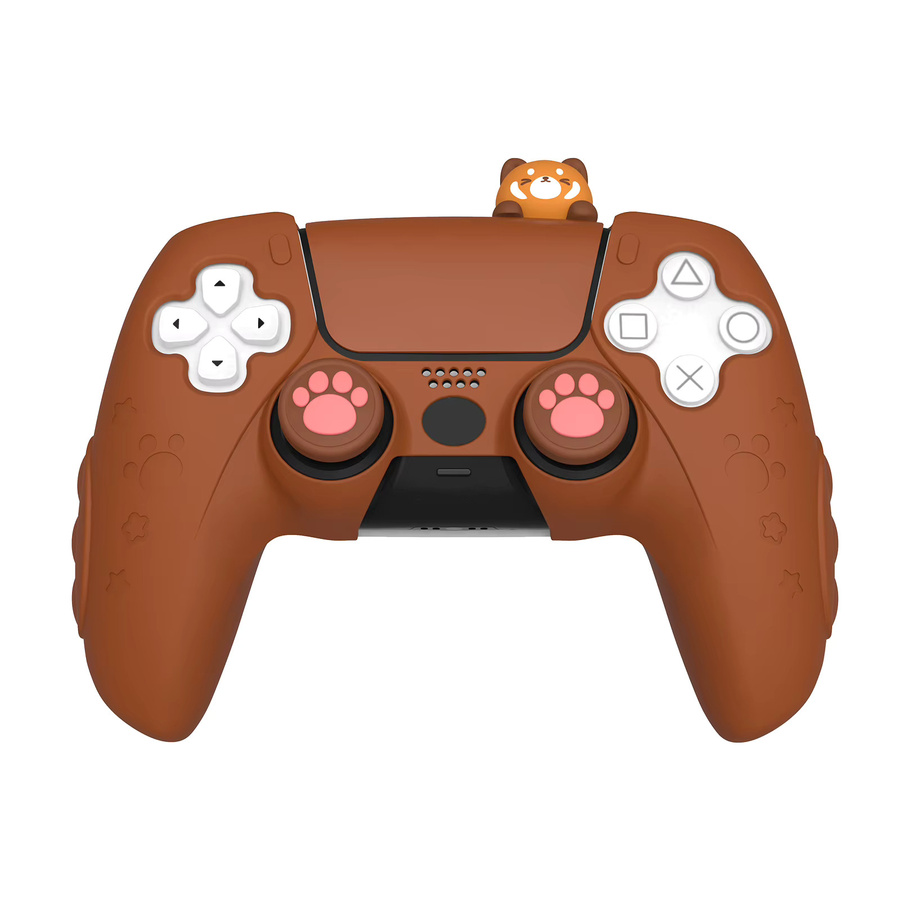 IINE Silikon-Schutzgehäuse Red Panda für PS5-Controller in Rot und Braun - Bild 5