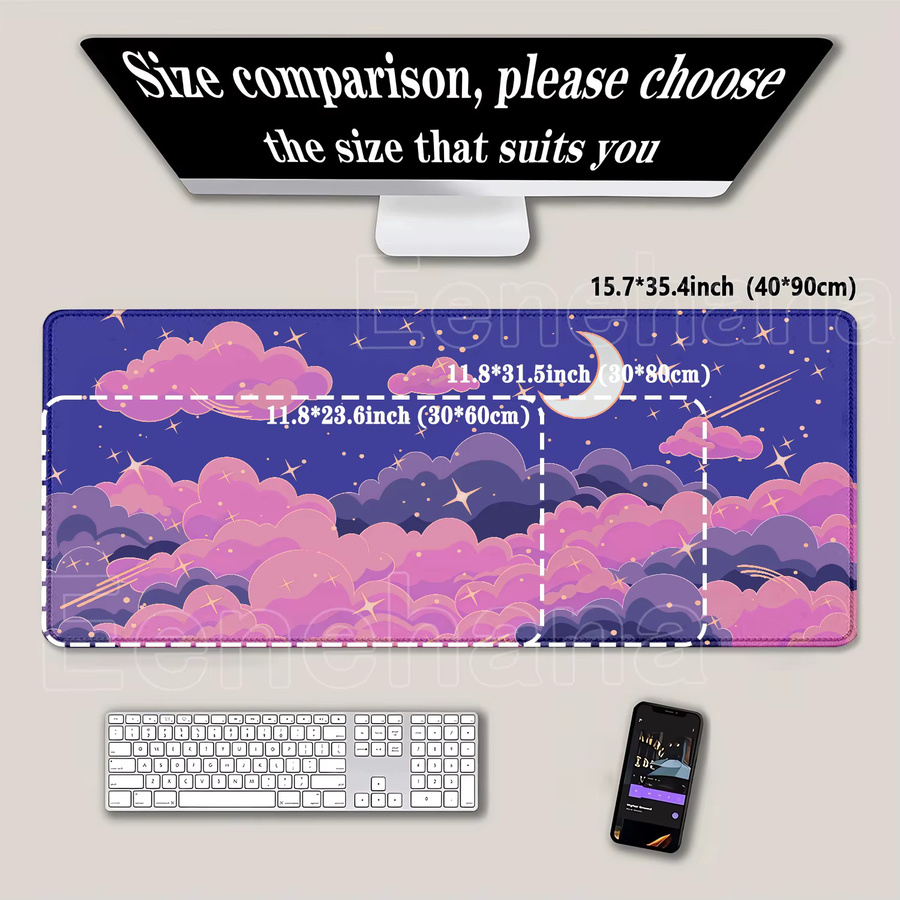 Eenehana Cloud Gamer XXL Mauspad mit Landschafts-Design in Multicolour, B/T: 90 x 40 cm - Bild 2