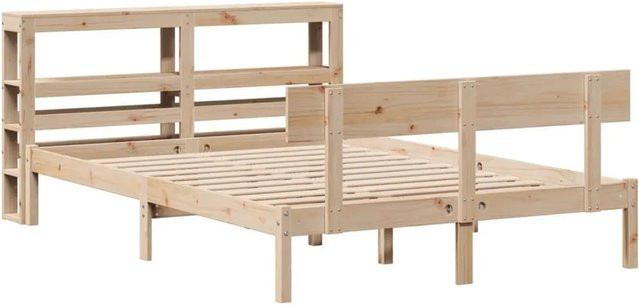 vidaXL Massivholzbett aus Kiefernholz in rustikaler Optik, unbehandelt, B/T/H: 100-120 x 200 cm - Bild 1