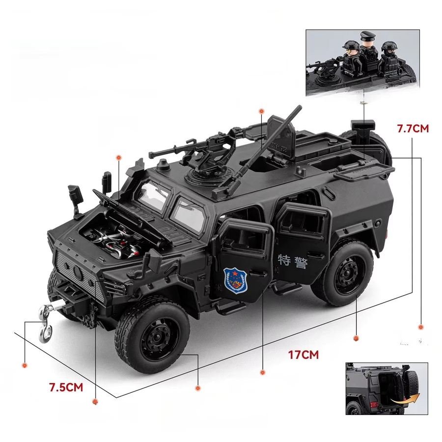 Warriors Gepanzertes Polizeiauto, Automodell, 1:32, mit Rückziehfunktion, Sound und Lichteffekten - Bild 2