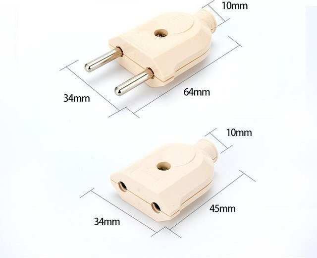 xianyi01 2er-Set Europäische 2-Pin Wechselstrom Stecker und Buchse Adapter in Beige - Bild 1