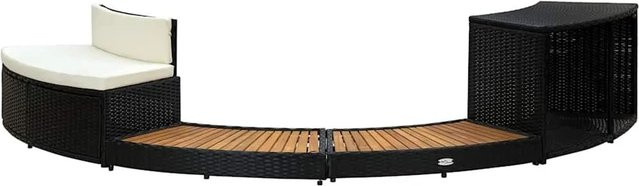 vidaXL Whirlpool-Umrandung in Schwarz aus Poly Rattan und geöltem Akazienholz mit modernem Flechtdesign - Bild 1