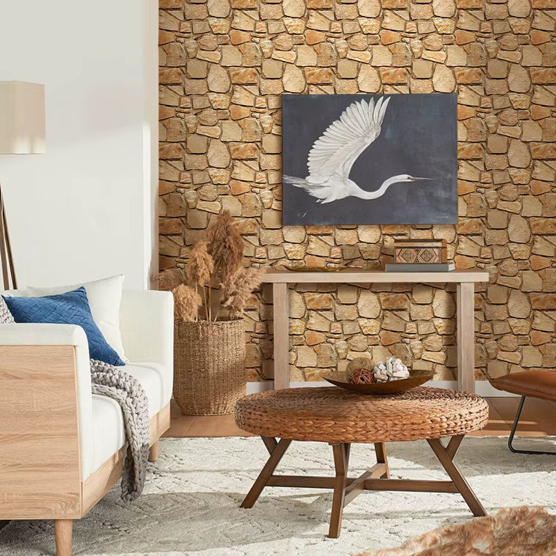 COMMOMY 3D Wandpaneele in Steinoptik, selbstklebende Wandfliesen in Beige, 10 Stück - Bild 2