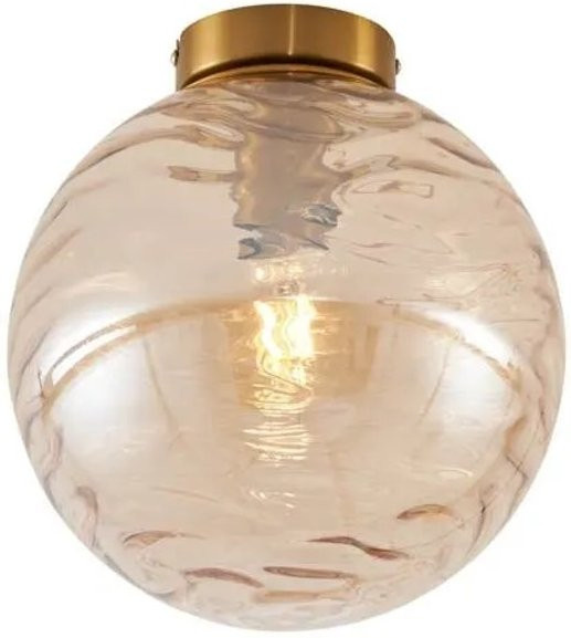 QAZQA Design Deckenleuchte Pillon aus Messing mit bernsteinfarbenem Verlaufsglas in Gold/Messing für Wohnzimmer, Schlafzimmer und Flur (E27) - Bild 1