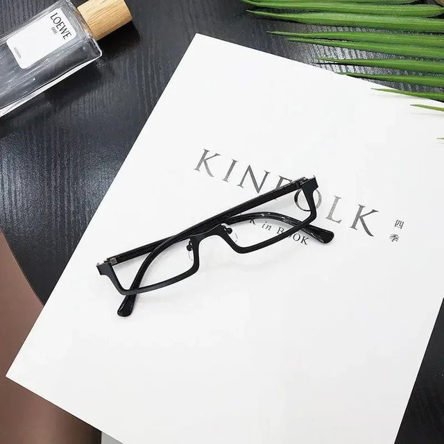 Rechteckige Halbrand-Brille, Metall, Unisex, purple, black - Bild 1