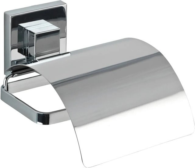 Wenko Vacuum-Loc Toilettenpapierhalter Cover Quadro in Edelstahl Silberfarben - Bild 1