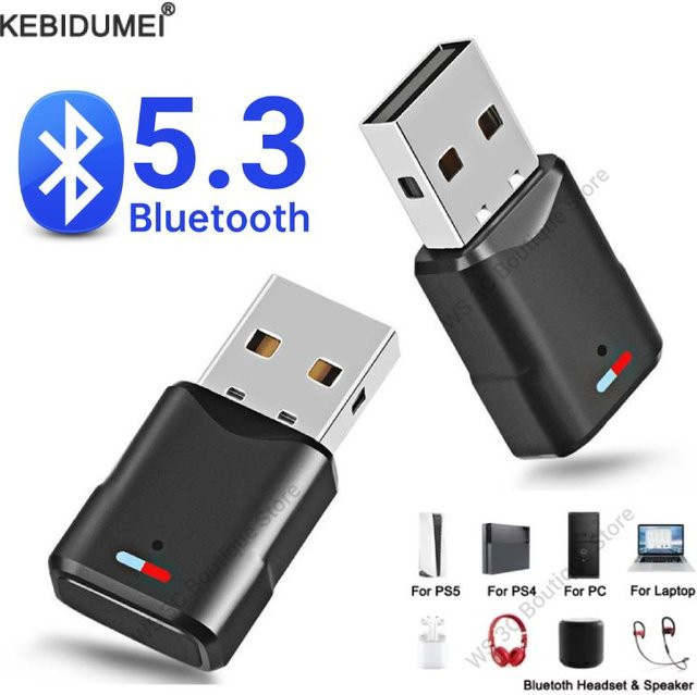 kebidu Wireless Game Audio Kopfhörer Adapter Bluetooth 5.3 Empfänger und Sender für PS5, PS4 und PC in Schwarz - Bild 1