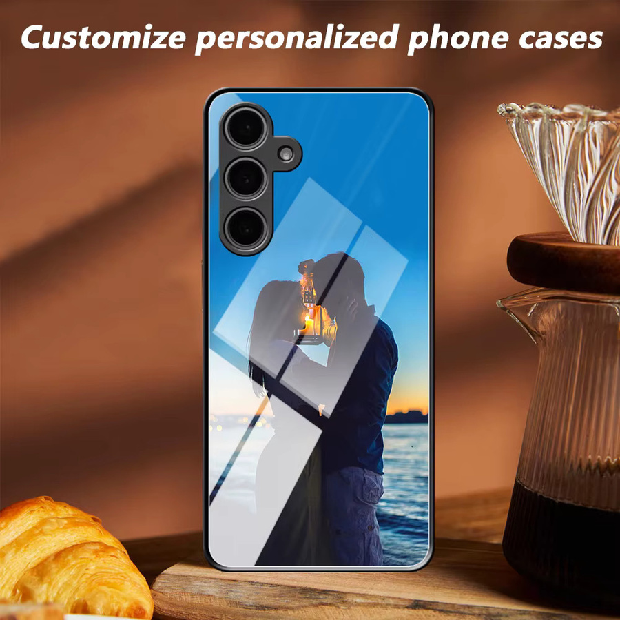 Personalisierte Fotospiegel Handyhülle aus Glas für Samsung Galaxy A57 A37 A17 A16 A15 A14 A13 5G A04S A05S A56 A55 A54 A35 A34 F M Serie in Schwarz und Multicolour - Bild 2
