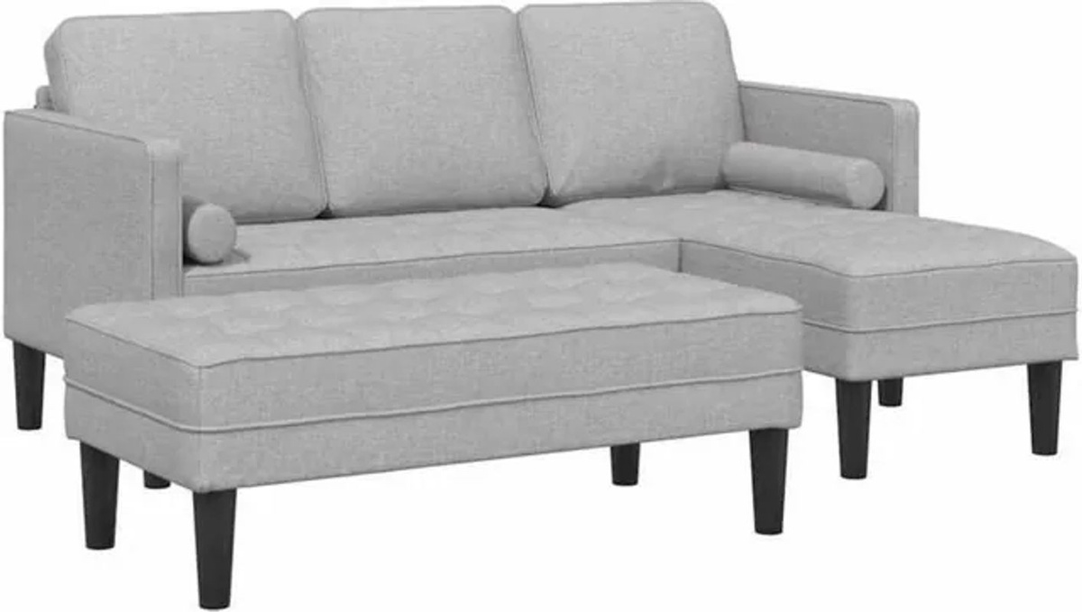 vidaXL Ecksofa Set aus 2 Teilen in Grau, modernes und minimalistisches Stoff-Sofa aus Polyester, B/T/H: 173 x 131 x 67 cm - Bild 1