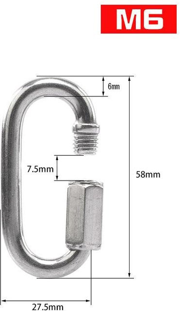 NERISXB Ovaler Karabinerhaken mit Verriegelung aus Edelstahl 304 in Silber, 2er-Set - Bild 1