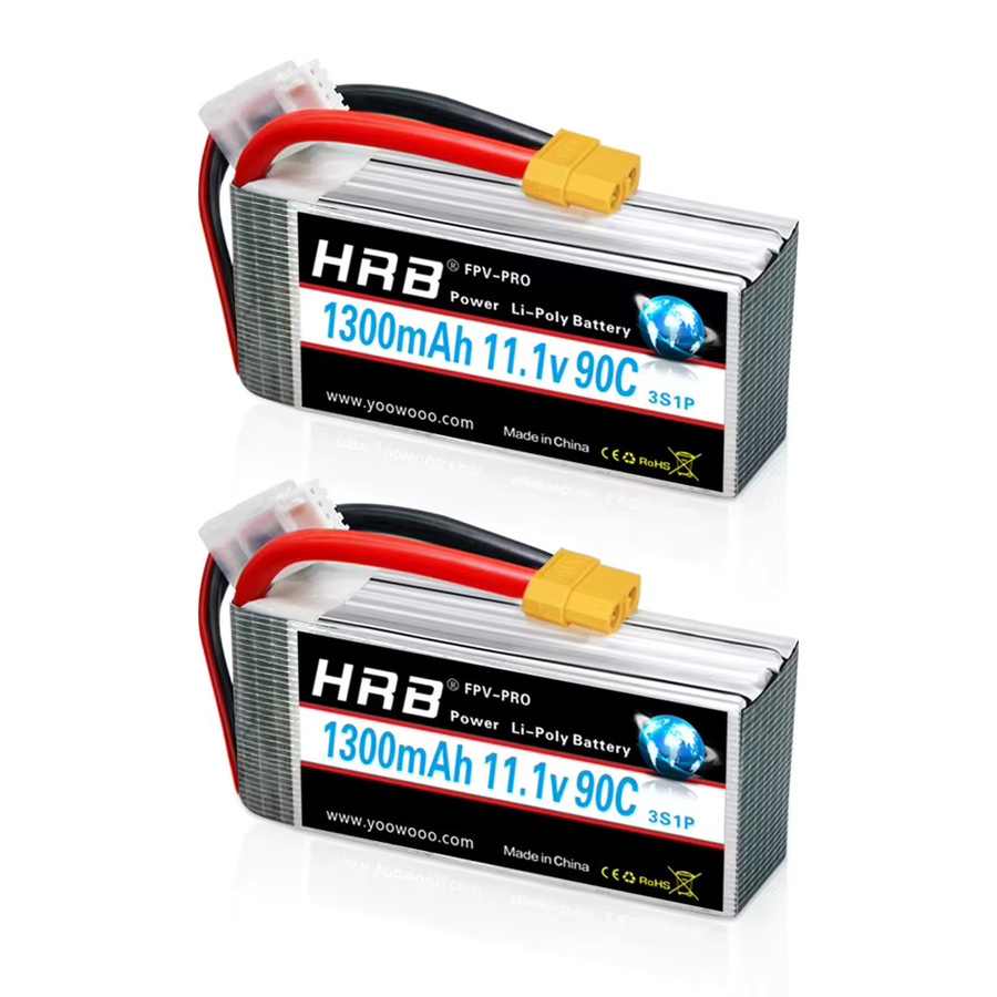 HRB POWER LiPo Batterie 11,1 V 1300 mAh 3S 90C für RC Quadcopter, Hubschrauber, Boot, Auto und Flugzeug (1/2 Pack) - Bild 3