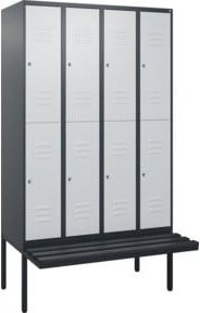 C+P Doppelstock-Spind Classic PLUS Sitzbank mit 4 Abteilen und auskragender Sitzfläche aus Kunststoff, B/T/H: 212 x 120 x 81,5 cm - Bild 1
