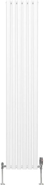 Monstershop Oval Röhrenheizkörper mit Chrom Thermostatventilen in Weiß, Höhe: 180 cm, Breite: 36 cm - Bild 1