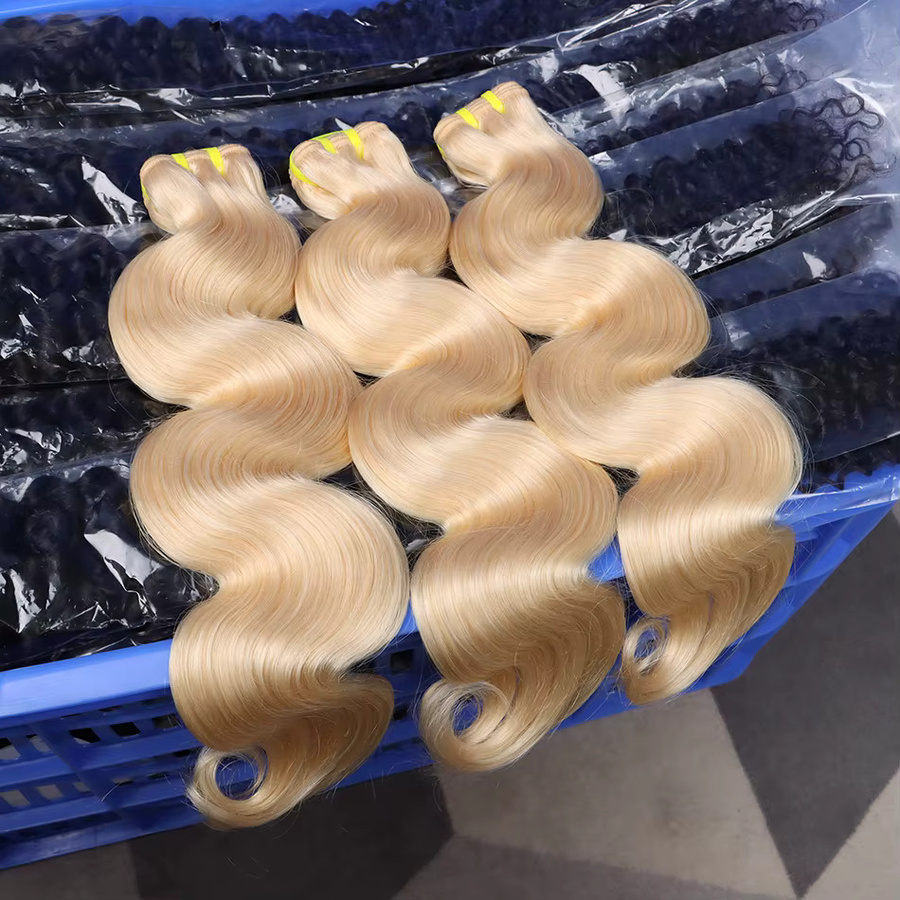 Body Wave Echthaar-Bündel, blond gefärbt, gewellte Virgin-Haarverlängerungen - Bild 3