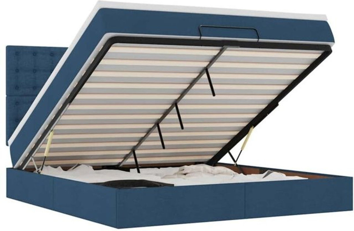 vidaxl Ottoman Polsterbett mit Matratze und LED-Beleuchtung in Blau, B/T/H: 180 x 200 x 128 cm - Bild 1