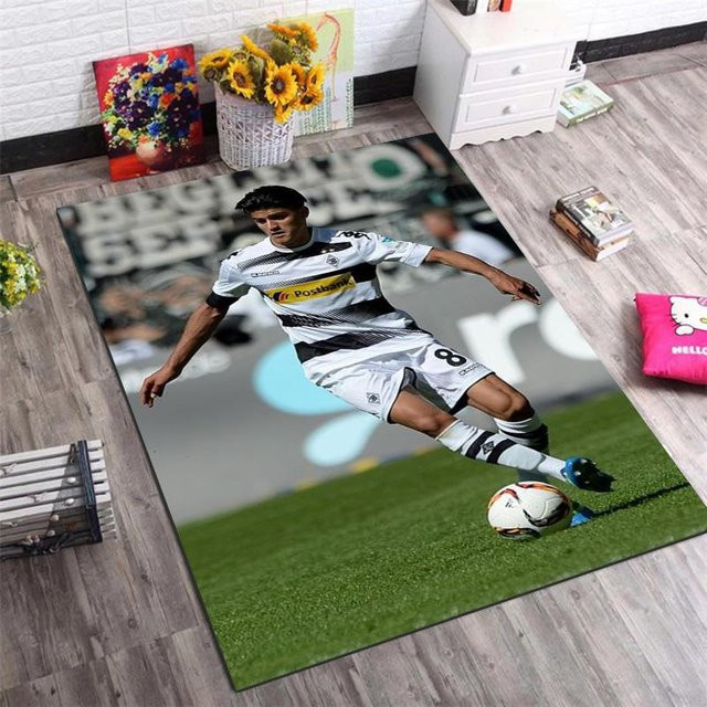 Borussia Mönchengladbach Logo Teppich LOLO IU, rutschfeste Fußmatte in Schwarz-Weiß, B: 60 cm, T: 90 cm - Bild 1