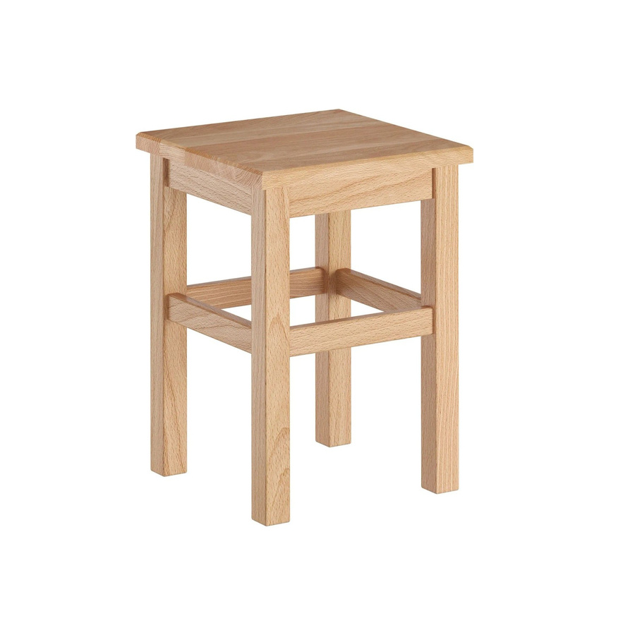 Massiver Sitzhocker Erst-Holz aus Buche in Natur, B/T/H: 32 x 32 x 45 cm - Bild 2