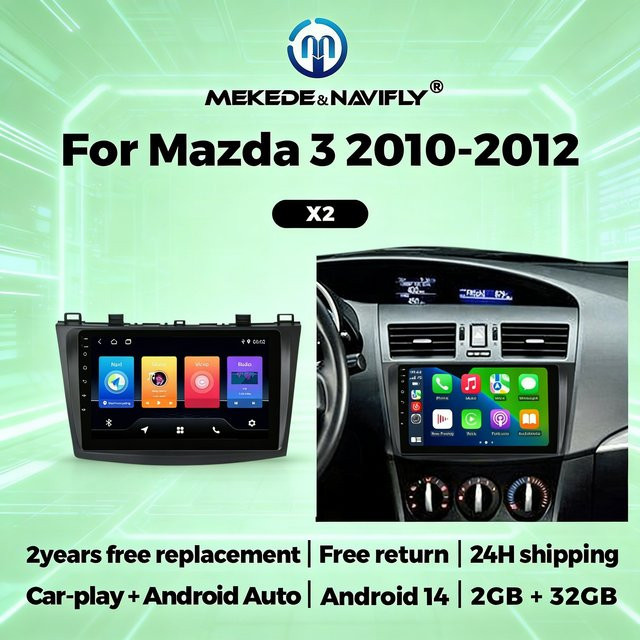 STRONGNAVI Kabelloses CarPlay und Android Auto Autoradio mit GPS für Mazda 3 II Mazda3 BL 2010-2012 in Schwarz - Bild 1