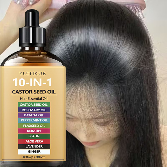 YUITIKUE Rizinusöl, Kopfhautöl mit Biotin, 100 ml, Unisex - Bild 1