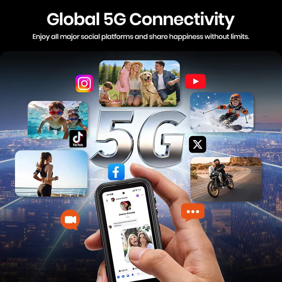 FOSSiBOT F116 Pro 5G Robustes Mini Smartphone in Schwarz mit Dimensity 7300, 256GB Speicher, 4 Zoll HD-Bildschirm, 3700mAh Akku und Android 16, IP68 zertifiziert - Bild 2