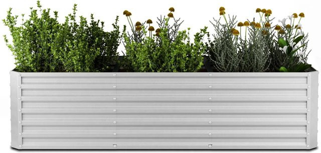 Blumfeldt High Grow Straight Hochbeet aus verzinktem Stahl in Silber, B/T/H: 240 x 60 x 100 cm, 1440 L Volumen, wetterfest und mit offener Bodenstruktur für Gemüse-, Kräuter- oder Ziergärten - Bild 1