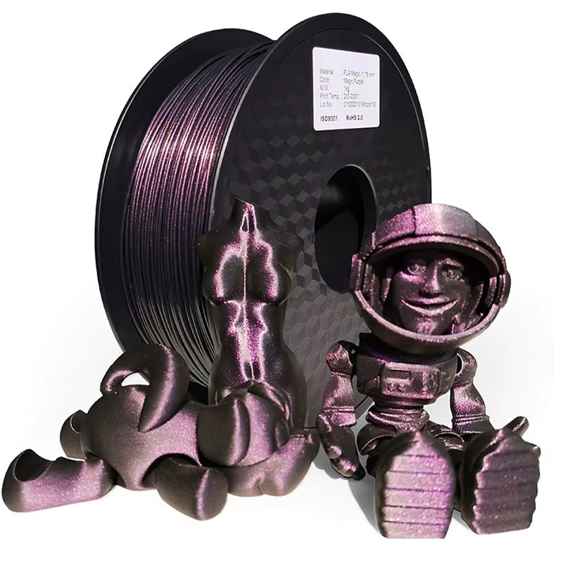 EasyThreed PLA Filament 1,75 mm Regenbogen Multicolour Purple Glitzer für FDM 3D-Drucker - Bild 1