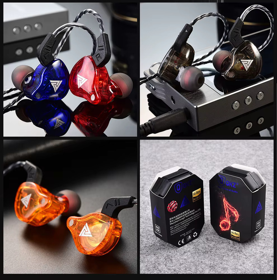 QKZ AK6 In-Ear-Kopfhörer mit Kabel und Mikrofon in Pink für Sport und Musik - Bild 4