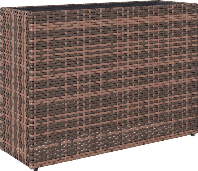 Outsunny Polyrattan Hochbeet mit verstellbaren Füßen und herausnehmbarem Einsatz, Pflanzkasten für Terrasse und Balkon, Braun, Aosom - Bild 1