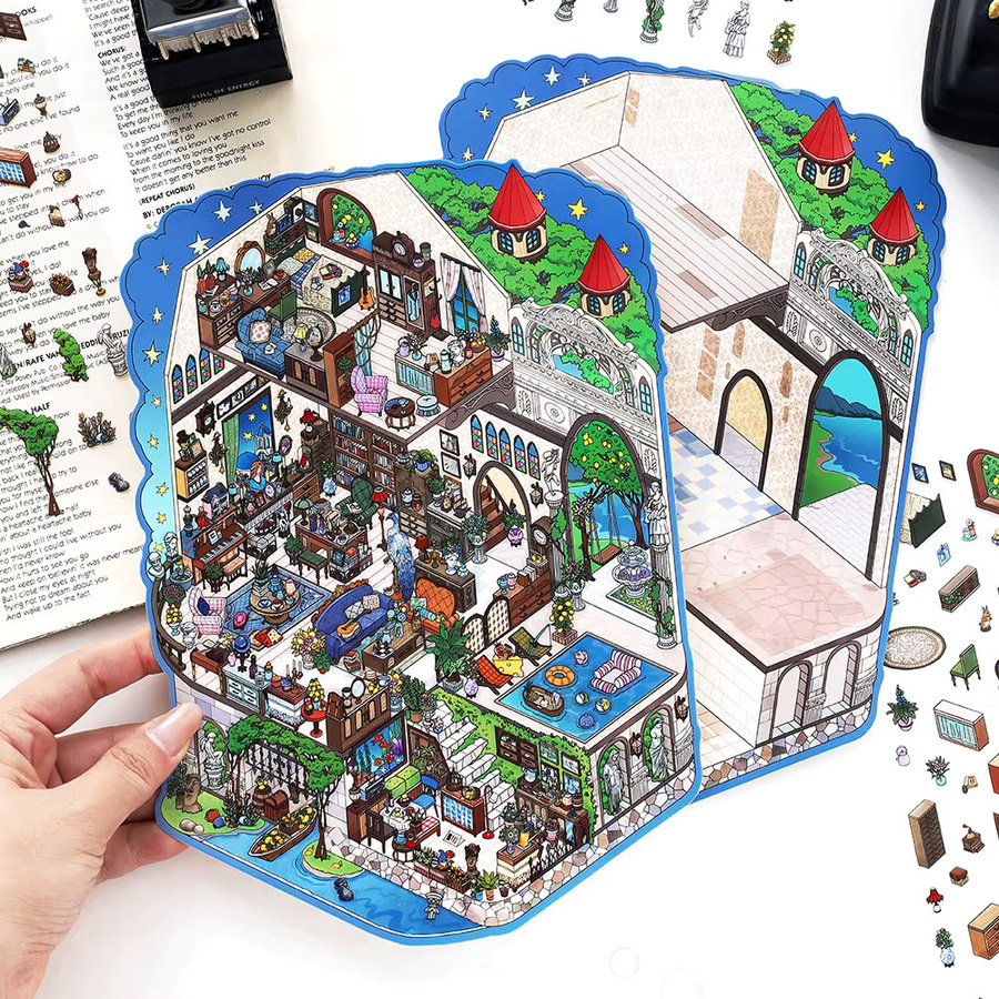 mr.paper Miniatur-Diorama-Aufkleber für DIY-Handwerk, 4 Blatt/Beutel, Mehrfarbig - Bild 4