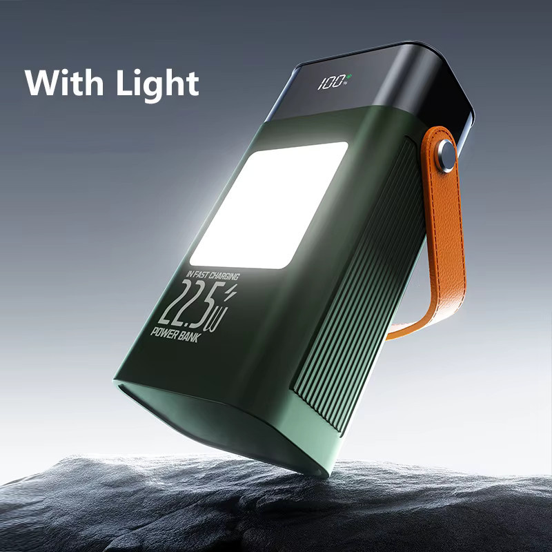 Power Bank mit 40000 mAh und integriertem Kabel, 22,5 W Schnellladung, Tragbares Ladegerät in Grün - Bild 3