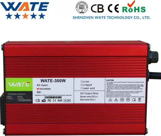 WATE Ladegerät 58,4V 5A mit intelligentem Aluminiumgehäuse in Rot für 16S 48V LiFePO4-Akkus - Bild 1