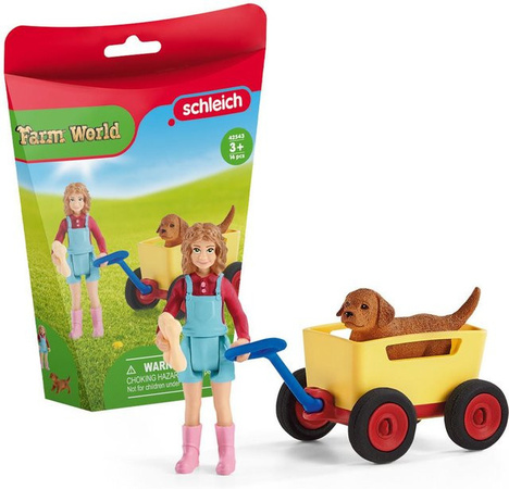 schleich FARM WORLD Bauernhof Spielfiguren-Set Bollerwagen-Ausflug