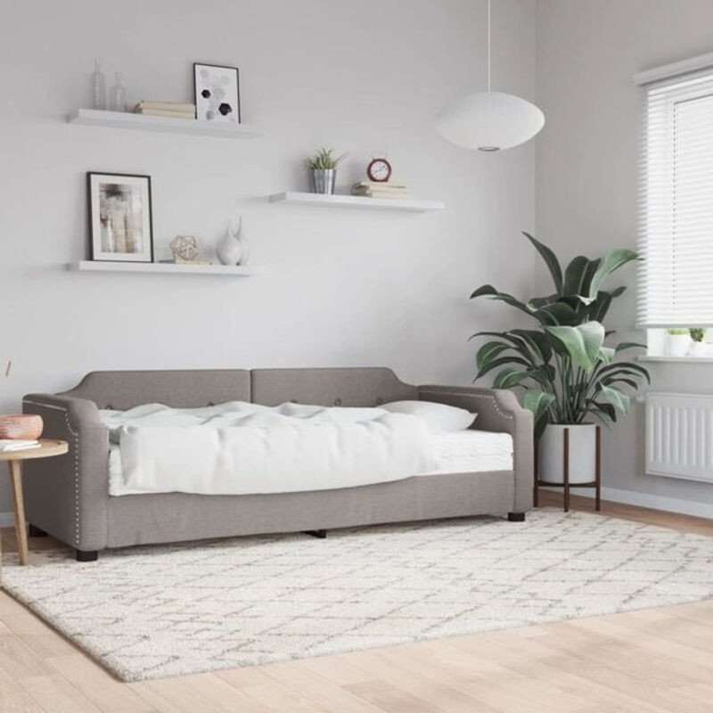 vidaxl Tagesbett mit Matratze aus Stoff und Metall in Taupe meliert, B/T: 100 x 200 cm - Bild 1