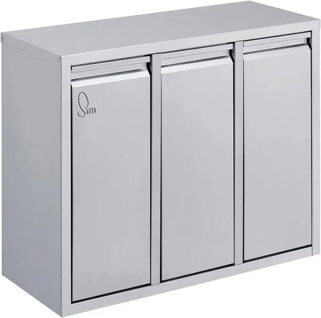 Svita Mülltrennsystem H3X15 Wandbefestigung aus Edelstahl in Silber mit 3 Fächern und 45 Litern Gesamtfassungsvermögen - Bild 1