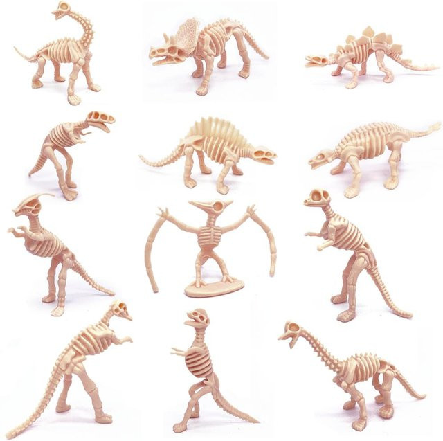 Linyi toy car Dinosaurierskelett-Modellspielzeug, 12-teiliges Set, beige, ab 3 Jahre - Bild 1