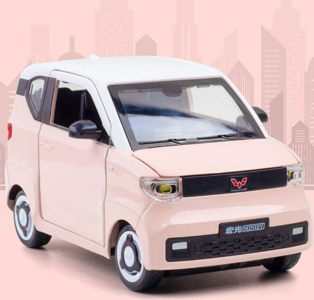 Linyi toy car Wuling Hongguang Mini Ev, Spielzeugautos, 1:24, mit Licht und Sound, Rückziehfunktion, ab 14 Jahren - Bild 1