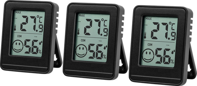 LIVARNO Thermo-Hygrometer, 3 Stück, schwarz - Bild 1
