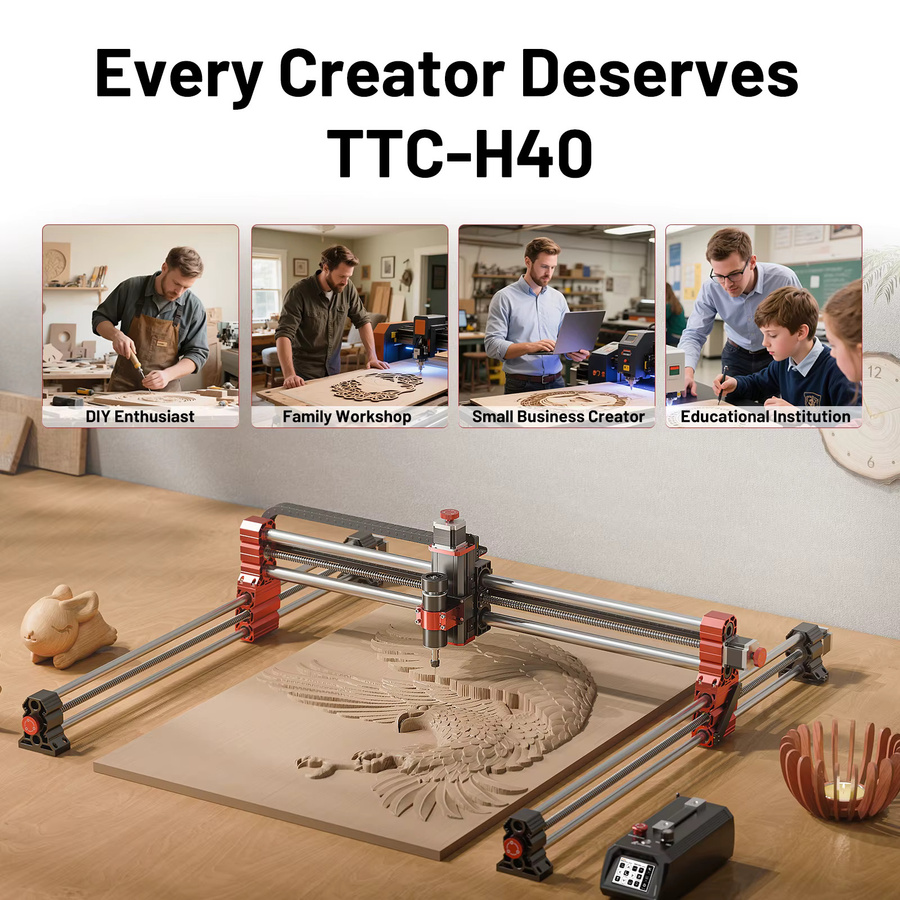 Twotrees TTC-H40 CNC-Fräsmaschine mit großem Arbeitsbereich und 3,5 Zoll intelligentem Touchscreen für Anfänger - Bild 4