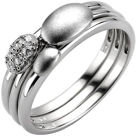 Colfem Ring 3-teilig, 925 Sterling Silber, 6 Zirkonia, Damen, Ringgröße 56 - Bild 1