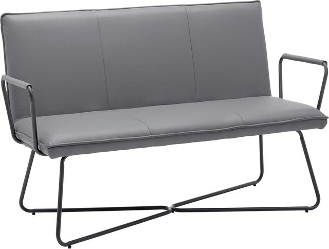Bessagi Home Sitzbank Bosco Grau Lederlook gepolstert mit Metallgestell B/T/H: 140 x 62 x 62 cm - Bild 1