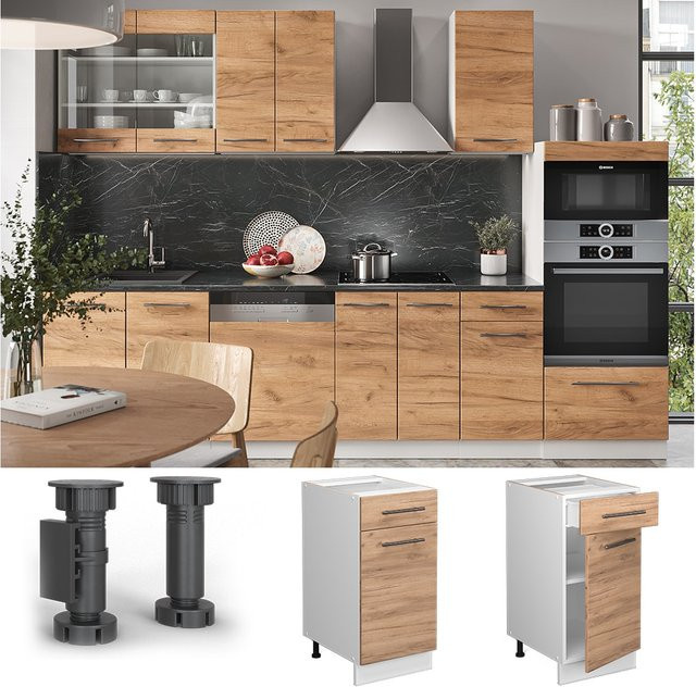 Vicco Küchenunterschrank Fame-Line Weiß Eiche mit Schublade und Drehtür Breite: 40 cm - Bild 1