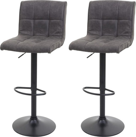 PROREGAL 2er-Set Barhocker höhenverstellbar mit Lehne in Dunkelgrau, Wildlederimitat Vintage Design, Sitzhöhe: 64-85 cm