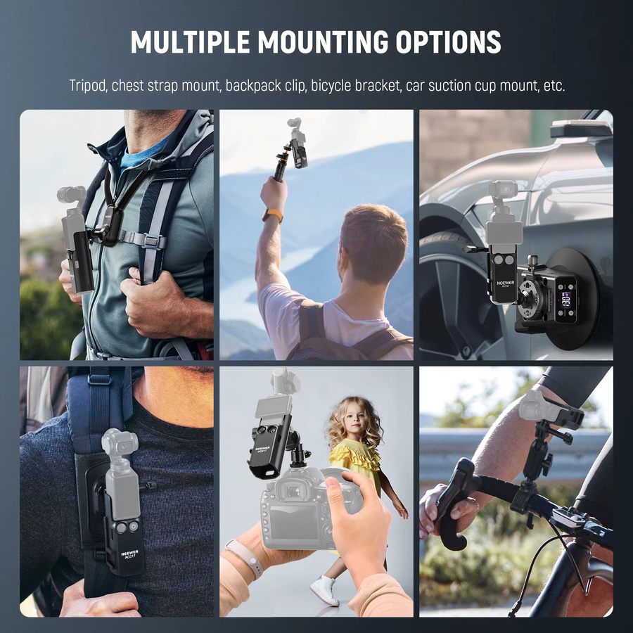 NEEWER Pocket 3 Verlängerungs-Montageadapter für DJI Osmo Pocket 3 mit schützender Käfighalterung und Mikrofonhalterklemme in Schwarz und Orange - Bild 3