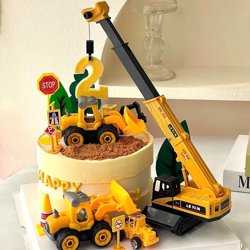 Alivparty Kuchen Topper Bautechnik, Bagger Kran Traktor - Bild 2