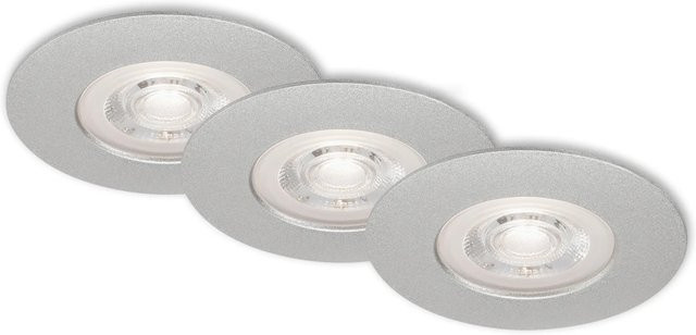 Briloner LED Einbauleuchten Kulana 3er-Set, dimmbar, warmweiß, Chrom-Matt, IP44 - Bild 1