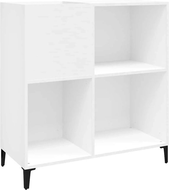 vidaXL Plattenschrank Weiß im industriellen Stil aus Holzwerkstoff und Metall, B/T/H: 84,5 x 38,0 x 89,0 cm - Bild 1